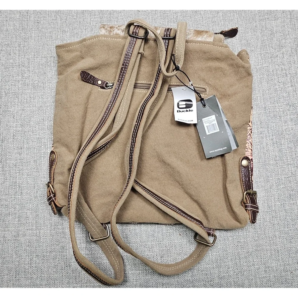 Myra Bag Backpack Womens Tan Brown Leather Hair On Hide Western Boho Southwest